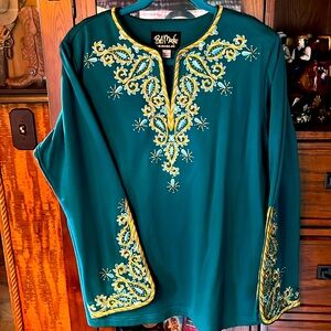 Beautiful Teal Bob Mackie blouse.